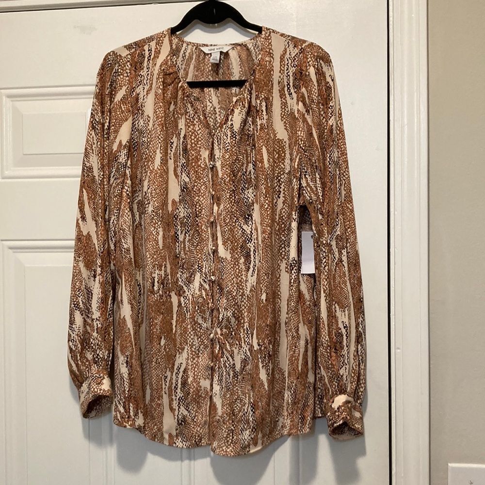 Nine West Snakeskin Button Down Shirt Size XXL